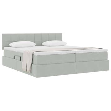 vidaXL Opbergbed 2 st Lichtgrijs 200 x 200 cm Velvet, Verzenden