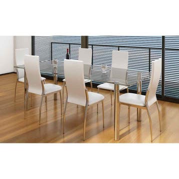 vidaXL Eetkamerstoelen 6 st kunstleer wit, Verzenden, Nieuw