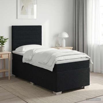 vidaXL Boxspringbed met matras met hoofdeinde Zwart 90 x 200, Verzenden
