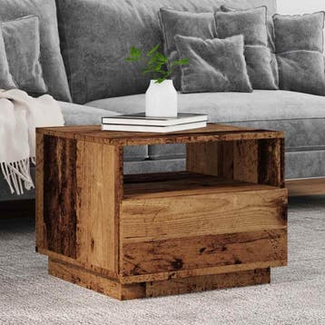 vidaXL Salontafel met LED-verlichting 50x49x40 cm oud, Verzenden