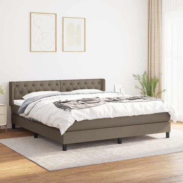 vidaXL Boxspring met matras stof taupe 160x200 cm, Verzenden