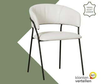 Leren eetkamerstoel met armleuning Glow - Toledo Bianco, Huis en Inrichting, Stoelen, Wit, Nieuw, Leer, Ophalen of Verzenden