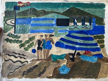 Jacqueline Gilson (1912-1991) - Scène de Plage et Étude de