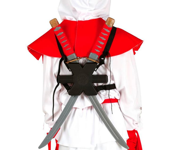 Schouder Samurai Zwaarden 55cm 2st, Hobby en Vrije tijd, Feestartikelen, Nieuw, Verzenden