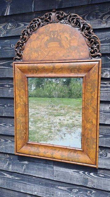 Wandspiegel - Wortelnotenhout - Anglo-dutch
