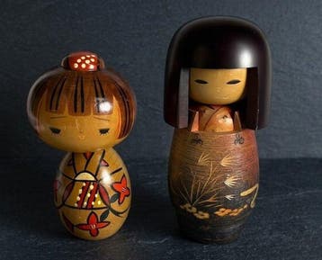 Poupées Kokeshi en bois — Art Sosaku Kokeshi, chef-dœuvre