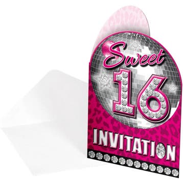 Sweet 16 Uitnodigingen 8st, Verzenden, Nieuw