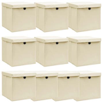 vidaXL Opbergboxen met deksel 10 st 32x32x32 cm stof, Verzenden, Nieuw