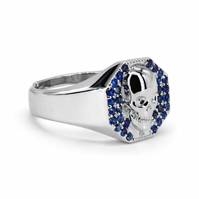 Zonder minimumprijs - Ring Verguld Saffier - Diamant - 18k, Handtassen en Accessoires, Ringen