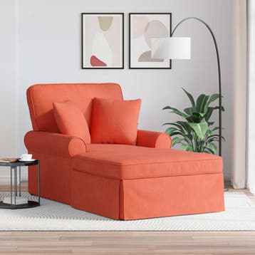 vidaXL Chaise Lounge met Rok 3 st Rood Oranje Corduroy stof, Verzenden, Nieuw