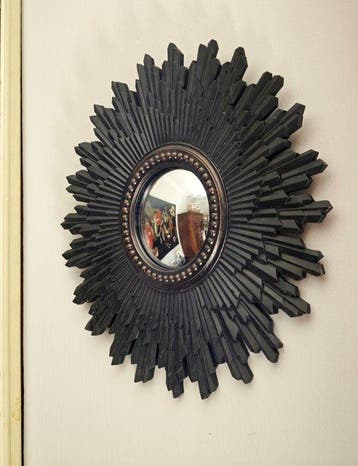 Wandspiegel- Heksenoog / Butler - Glas, Hars - Zwarte, Antiek en Kunst
