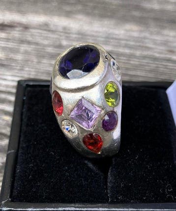 Zonder minimumprijs - Ring Zilver Saffier, Handtassen en Accessoires, Ringen, Nieuw