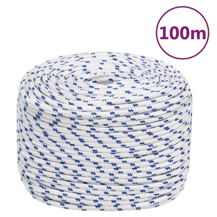 vidaXL Boot touw 10 mm 100 m polypropyleen wit, Bricolage & Construction, Quincaillerie & Fixations, Envoi