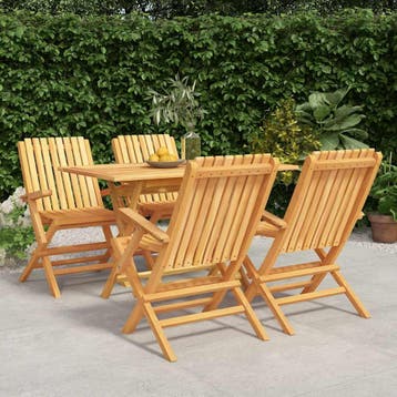vidaXL 5-delige Tuinset massief teakhout, Verzenden, Nieuw, Tuinset