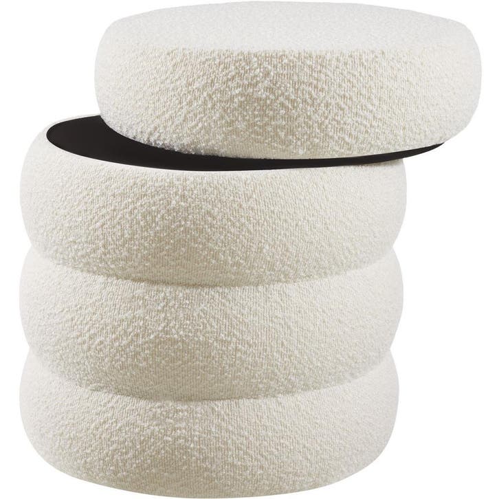 tectake Hocker Altu, gestoffeerd, opbergruimte - Bouclé crèm, Maison & Meubles, Tabourets de bar, Envoi