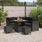 vidaXL Tuinbank Set 8 pcs Zwart Poly riet en gepoedercoat, Verzenden, Nieuw