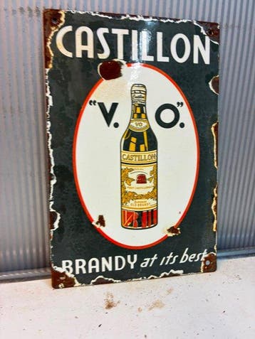 Castillon V.O. Brandy – Emaille Reclamebord - Emaille bord -, Antiek en Kunst