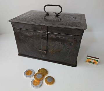 19e eeuwse Documentenkist / Geldkist - Kist - Staal