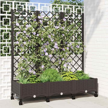 vidaXL Tuinsteker met schutting en wielen Bruin 120 x 40 x, Tuin en Terras, Verzenden, Nieuw