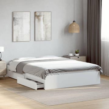 vidaXL Bedframe met lades bewerkt hout wit 140x200 cm, Huis en Inrichting, Slaapkamer | Bedden, Verzenden, Nieuw