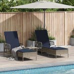 vidaXL Ligstoel 3 pcs Grijs en Marineblauw 200 x 55 x 92 cm, Verzenden, Nieuw