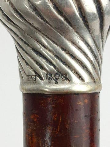 Wandelstok - Londen 1891 - met monogram - .925 zilver -