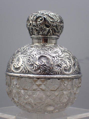 Bouteille de parfum - Cristal, Argent 925 - 1915, Antiek en Kunst