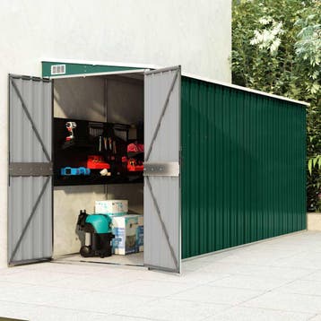 vidaXL Tuinschuur wandmontage 118x382x178 cm staal groen, Tuin en Terras, Verzenden, Nieuw
