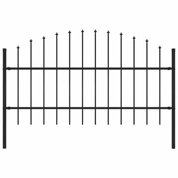 vidaXL Tuinhek Woerden met speerpunt staal 170x100 cm zwart, Verzenden, Nieuw