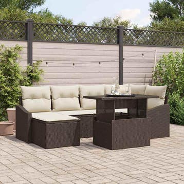 vidaXL Tuinbank Set 7 st Bruin en Crème, Verzenden, Nieuw
