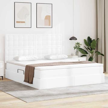 vidaXL Opbergbed met LED met opslag Zuiver Wit 180 x 200 cm, Huis en Inrichting, Verzenden, Nieuw