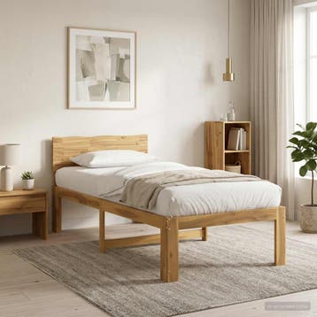 vidaXL Eenpersoonsbed met hoofdbord ROSTOCK Wit 100 x 200 cm, Huis en Inrichting, Verzenden, Nieuw