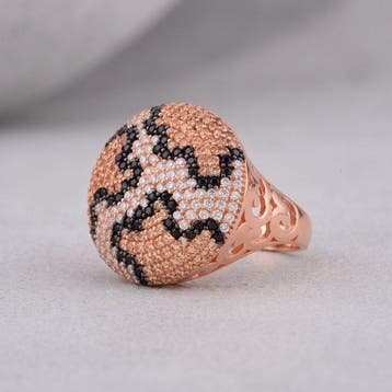 Sans prix de réserve - Bague Argent, Assiette Or Rose -