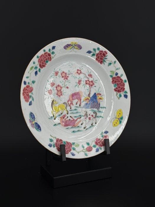 Assiette - Porcelaine - Rare - Yongzheng - cheval, Antiquités & Art, Antiquités | Autres Antiquités