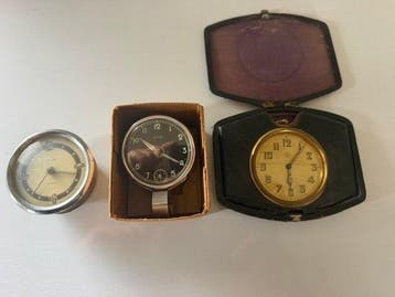Mechanisch - Handmatig opwindbaar (3) - Chroom, Leer, Metaal, Antiek en Kunst