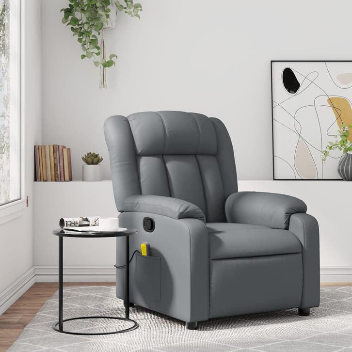 vidaXL Massagestoel van grijs kunstleer, Huis en Inrichting, Fauteuils, Nieuw, Verzenden