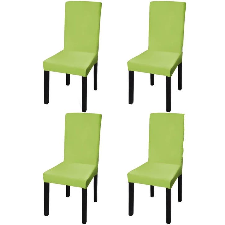 vidaXL Stoelhoezen 4 st stretch recht groen, Tuin en Terras, Tuinmeubel-accessoires, Nieuw, Verzenden