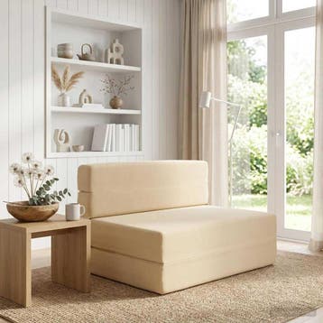 vidaXL Vouwbare Sofa Bed Crèmekleurig 100 x 80 x 60 cm Stof, Verzenden, Nieuw