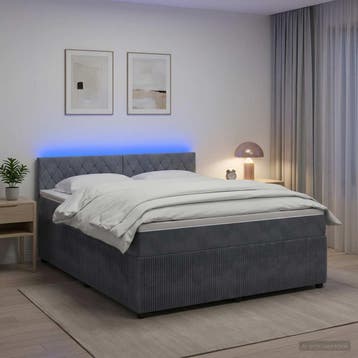 vidaXL Boxspringbed met matras Donkergrijs 140 x 200 cm, Verzenden