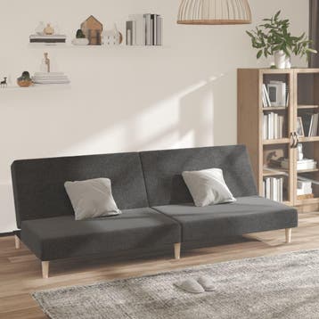 vidaXL Slaapbank / zetel 2-zits stof donkergrijs, Verzenden
