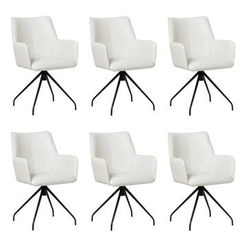 Set van 6 Leren draaibare eetkamerstoelen Wave - Toledo, 60 tot 90 cm, Nieuw, Leer, Ophalen of Verzenden
