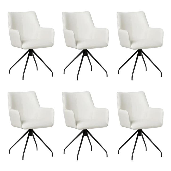 Set van 6 Leren draaibare eetkamerstoelen Wave - Toledo, Maison & Meubles, Tabourets de bar, Enlèvement ou Envoi