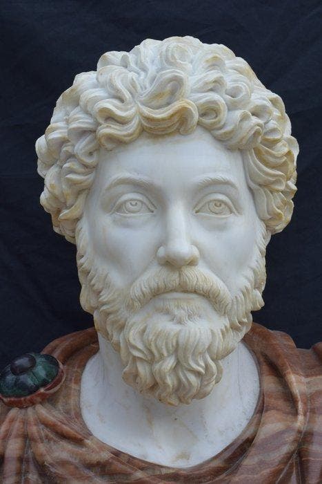 sculptuur, Busto imperatore Marco Aurelio - 80 cm - Marmer, Antiek en Kunst, Antiek | Keramiek en Aardewerk