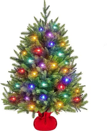 2dekans | Yaheetech Kunstkerstboom Inclusief 50 Gekleurde, Ophalen of Verzenden