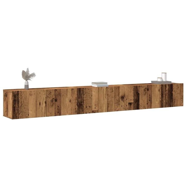 vidaXL 3-delig Tv-meubelset wandmontage bewerkt hout oud, Maison & Meubles, Armoires | Mobilier de télévision, Envoi