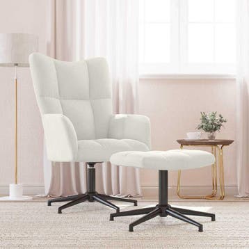 Relaxstoel met voetenbank cremewit: Slimme keuze! Comfort..., Eenpersoons, Verzenden, Minder dan 75 cm, Zo goed als nieuw