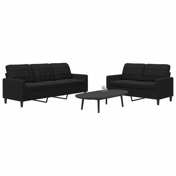vidaXL 2-delige Loungeset met kussens fluweel zwart, Verzenden, Nieuw