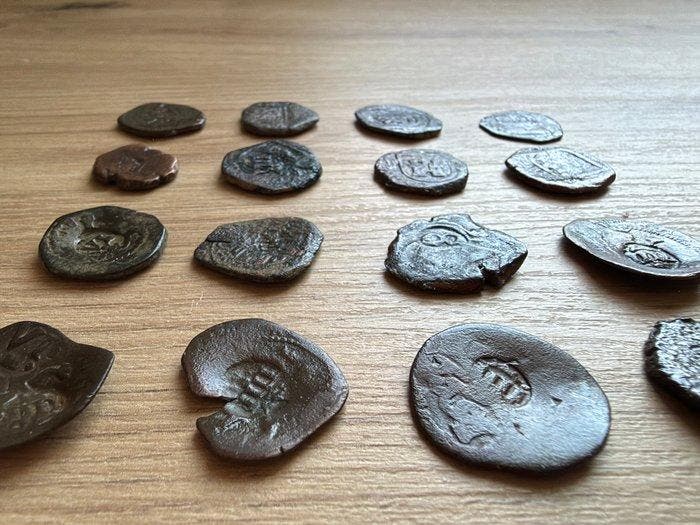 Espagne. Lote de 16 monedas españolas de cobre, compuesto, Timbres & Monnaies, Monnaies | Europe | Monnaies non-euro