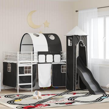 vidaXL Bunkbed voor kinderen Effen Wit en zwart 80 x 200 cm, Verzenden, Nieuw