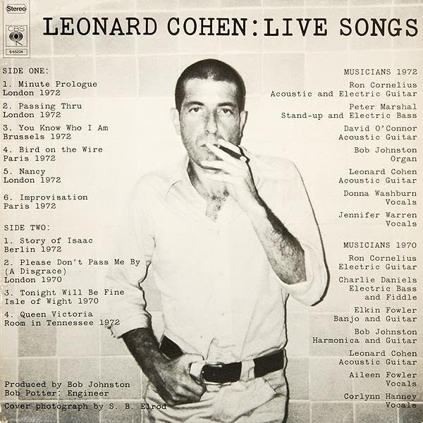 Leonard Cohen - Live Songs, CD & DVD, Vinyles | Pop, Envoi